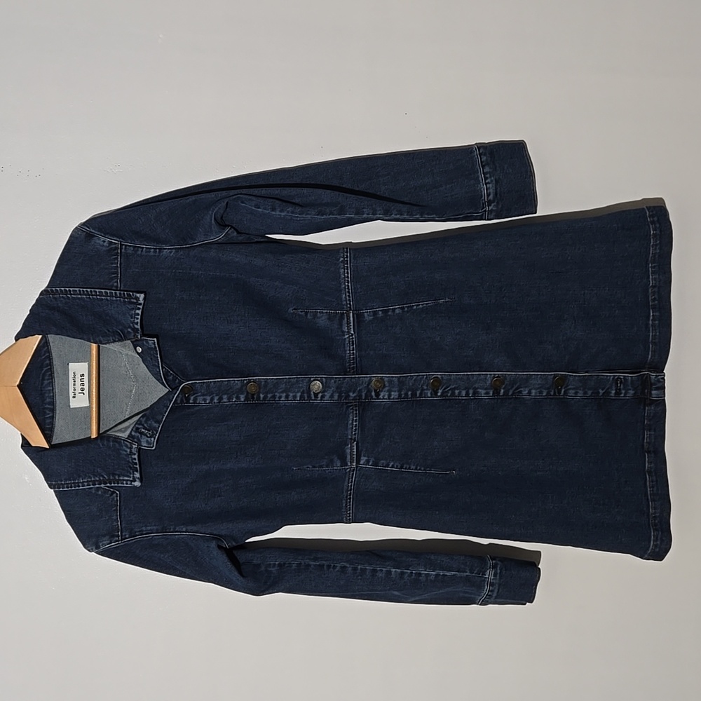 Reformation Arizona Blue Denim Button Down Dress Size 10